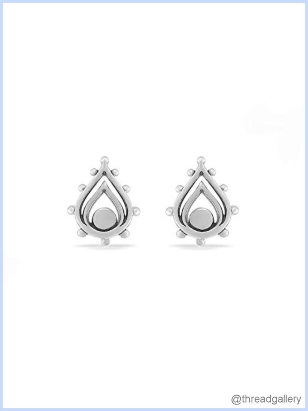 Sterling Silver Balinese Boho Teardrop Stud Earrings Hypoallergenic